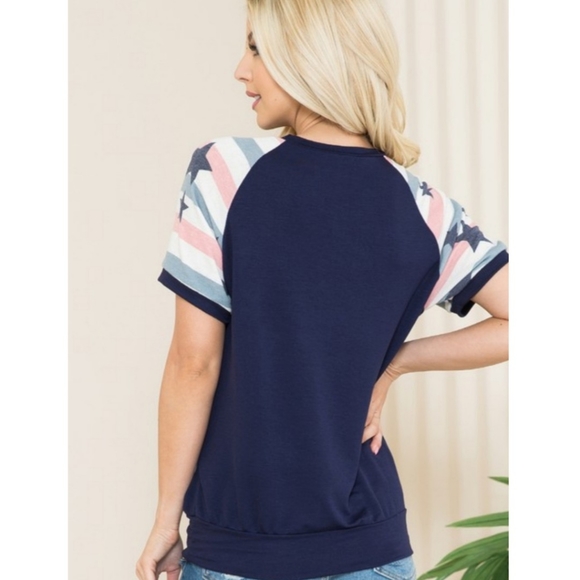 LAST ONE! 1X Patriotic Navy Stars & Stripes Top - Picture 3 of 10